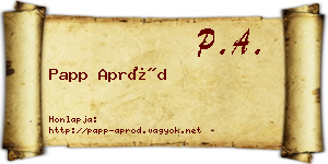Papp Apród névjegykártya